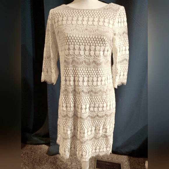 Jessica Howard brand size 10P lace boho/art deco/flapper style midi dress - Picture 8 of 13